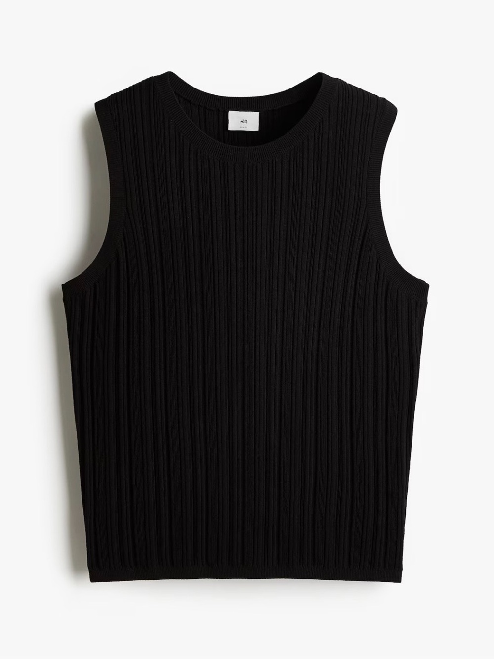 Men’s H&M Black Ribbed Sleeveless Knit Tank- L - Picture 4 of 4
